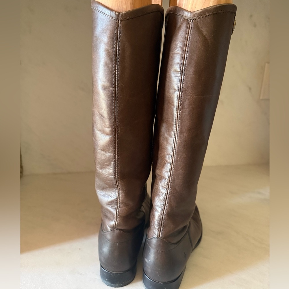 Frye Tall Leather Riding Boots Brown Melisssa/Dorado Style Women’s 8.5 - Picture 10 of 10